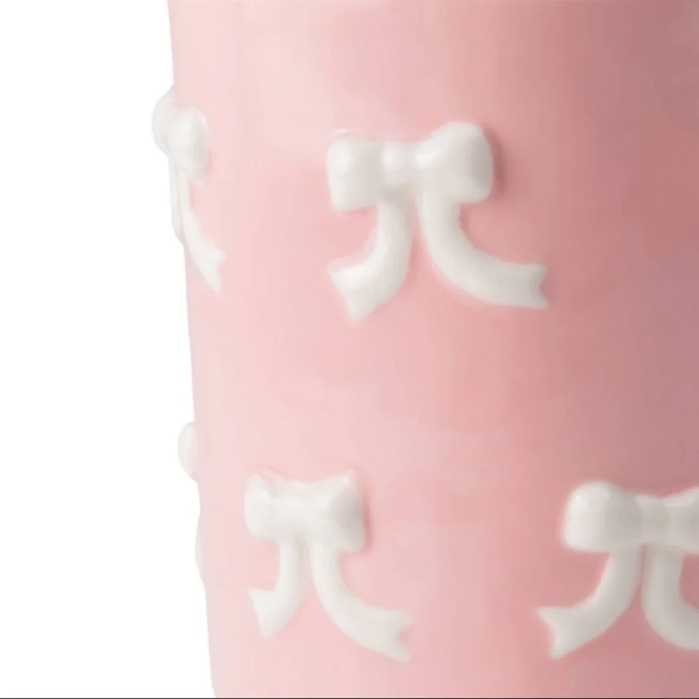 New Target Bullseye Playground Ceramic Holder Pink with White Bows
